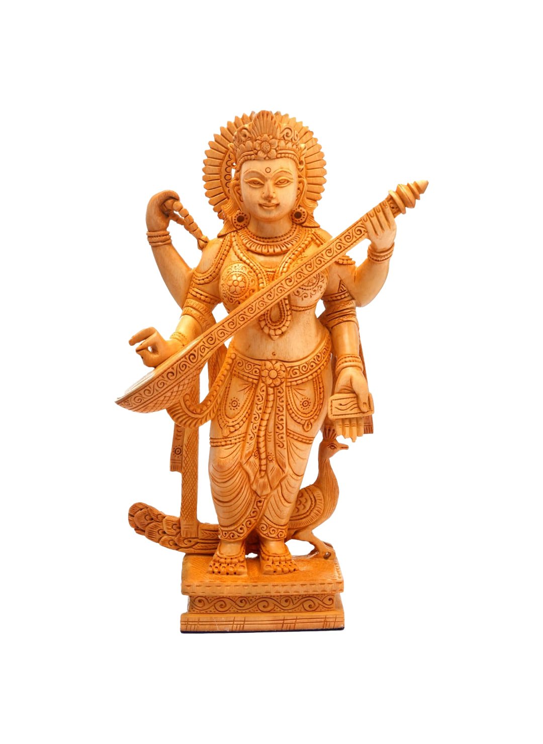 CraftVatika Wood Saraswati Idol Handmade